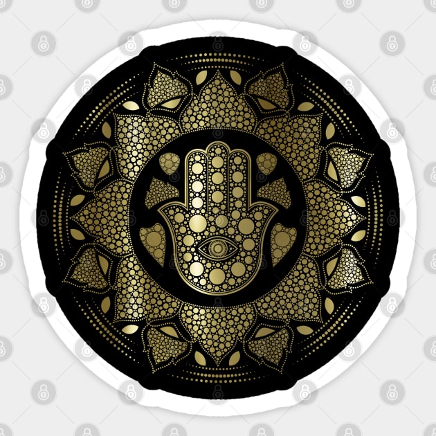 Hamsa Hand - Hand of Fatima in Lotus dot art Sticker by Nartissima